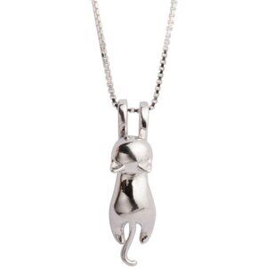 Women's Sterling Silver Plated Charm Pendant Dainty Choker Tennis Cat Necklace